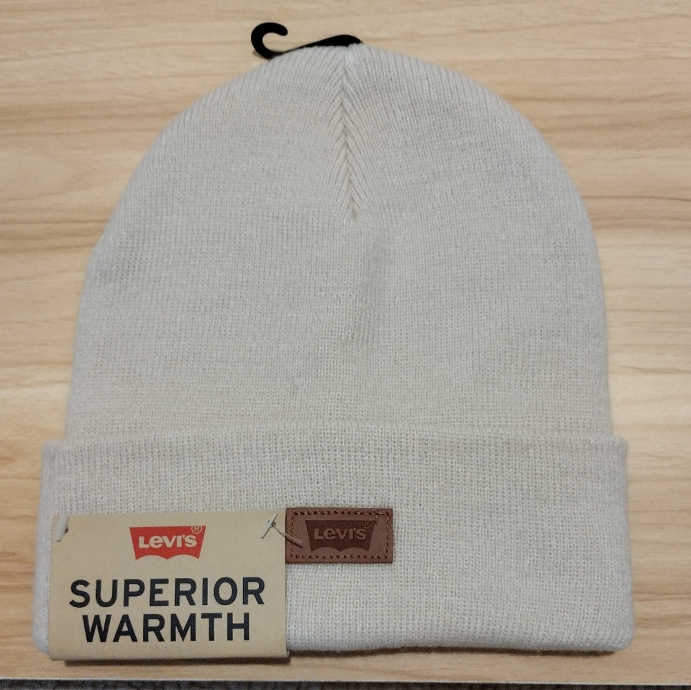 Levi's Beige Knit Beanie Adult One Size Fits Most NWT
